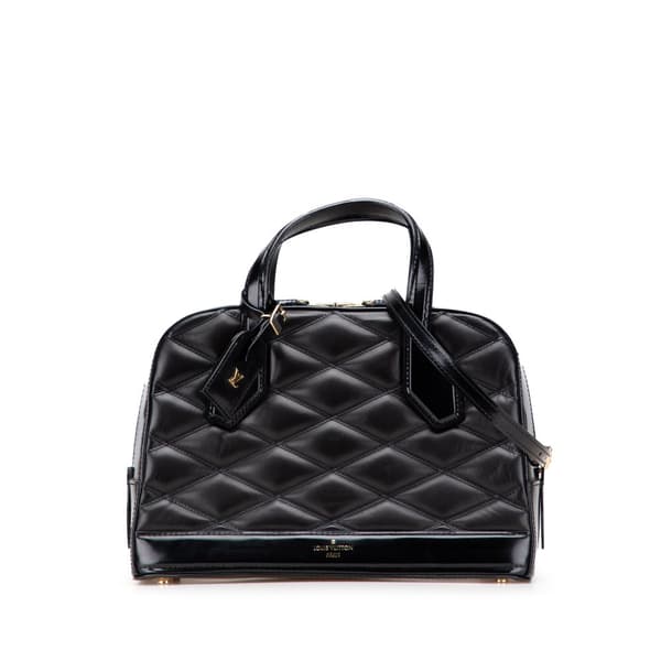 Pre-owned Louis Vuitton Quilted Lambskin Malletage Dora PM Black