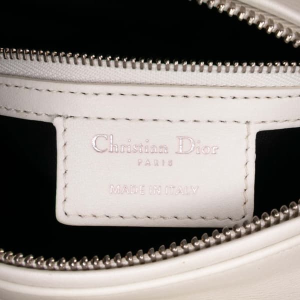 Pre-owned Dior Medium Lambskin Paradise Lady Dior White