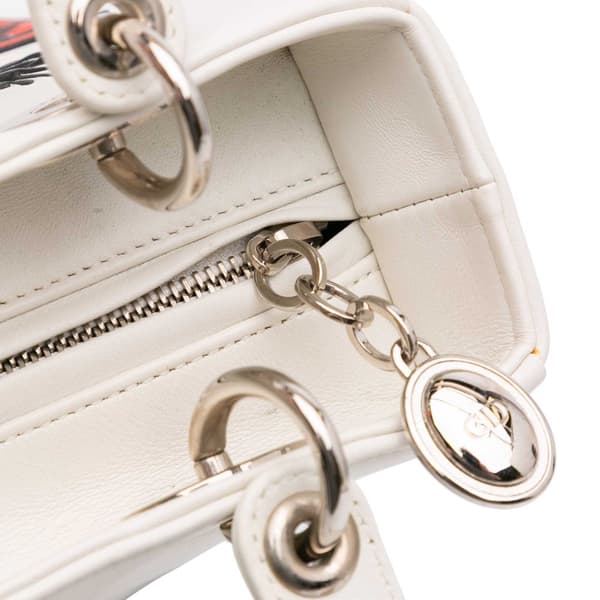 Pre-owned Dior Medium Lambskin Paradise Lady Dior White