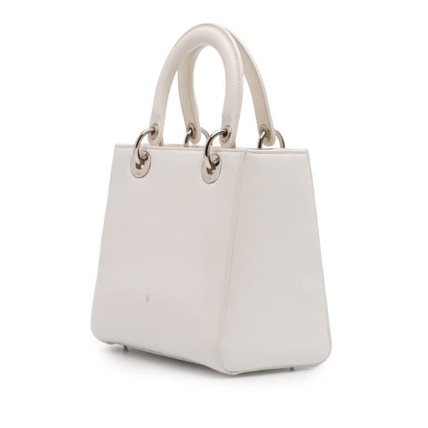 Pre-owned Dior Medium Lambskin Paradise Lady Dior White