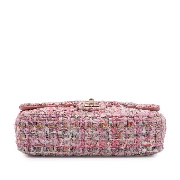 Pre-owned Chanel Mini Tweed Pearl Top Handle Flap Pink