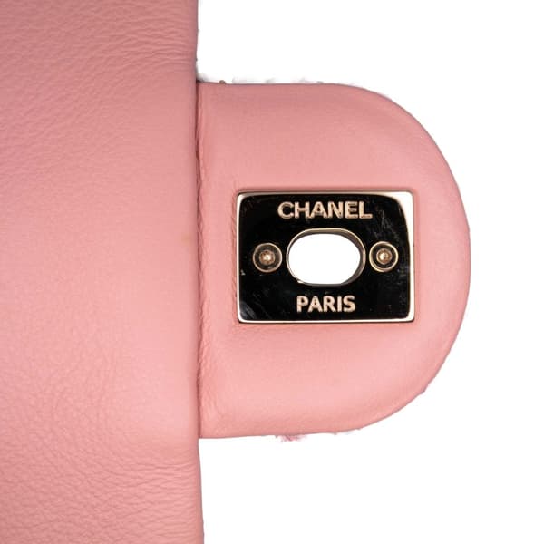 Pre-owned Chanel Mini Tweed Pearl Top Handle Flap Pink