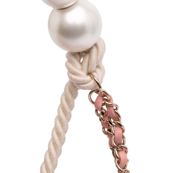 Pre-owned Chanel Mini Tweed Pearl Top Handle Flap Pink