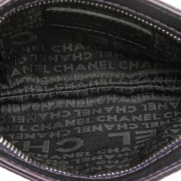 Pre-owned Chanel Embossed Lambskin Camellia Chain Pochette Purple