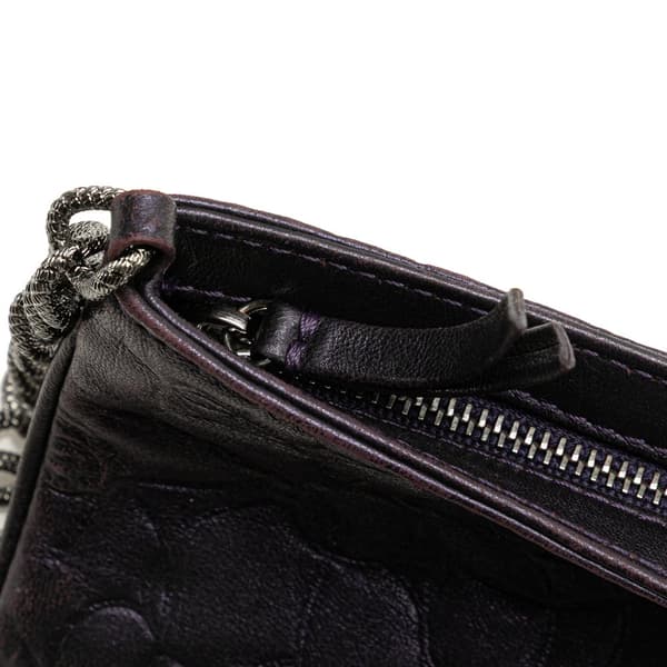 Pre-owned Chanel Embossed Lambskin Camellia Chain Pochette Purple