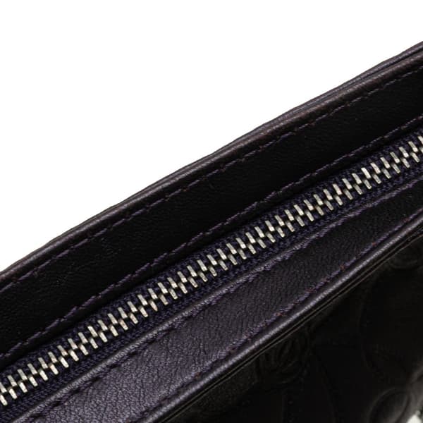 Pre-owned Chanel Embossed Lambskin Camellia Chain Pochette Purple