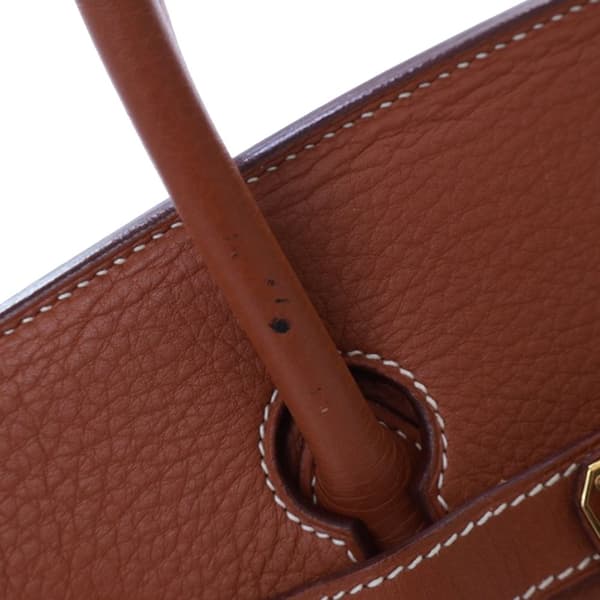 Pre-owned Hermès Clemence Birkin Retourne 35 Brown