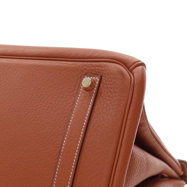 Pre-owned Hermès Clemence Birkin Retourne 35 Brown
