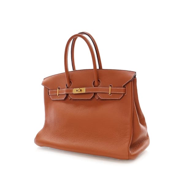 Pre-owned Hermès Clemence Birkin Retourne 35 Brown