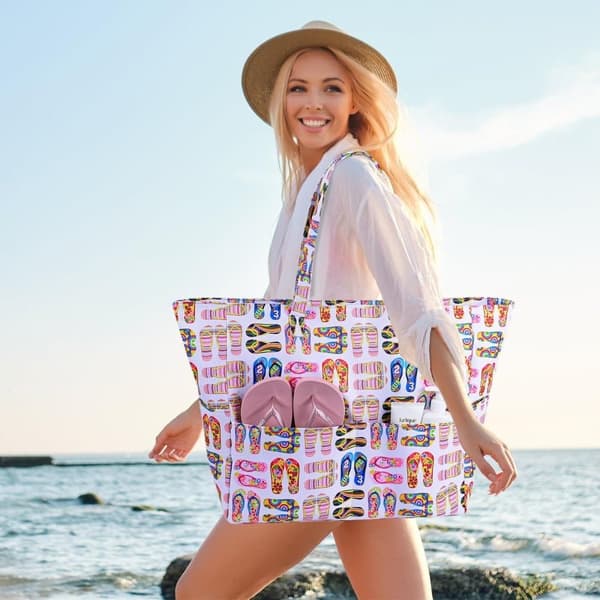 Lollanda Strandväska / Beach Bag – Rymlig Picknickväska med Flera Fack, Perfekt för Strand, Picnic och Utomhusaktiviteter