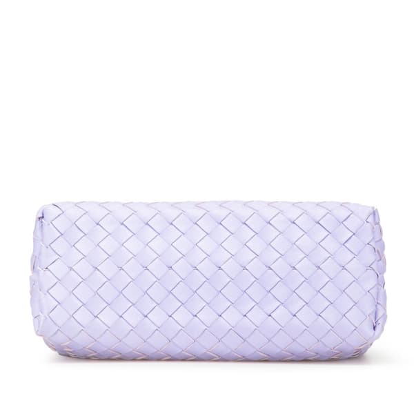 Pre-owned Bottega Veneta Lambskin Intrecciato East West Andiamo Top Handle Bag Purple