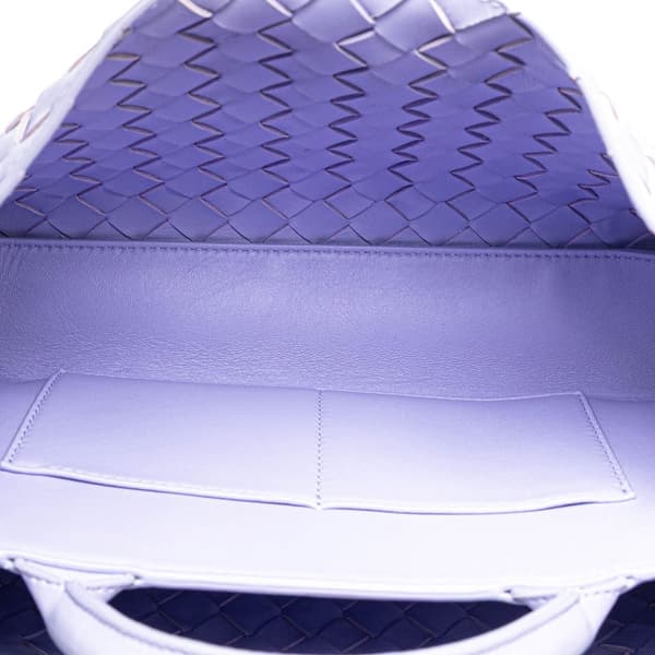 Pre-owned Bottega Veneta Lambskin Intrecciato East West Andiamo Top Handle Bag Purple