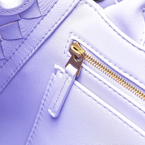 Pre-owned Bottega Veneta Lambskin Intrecciato East West Andiamo Top Handle Bag Purple
