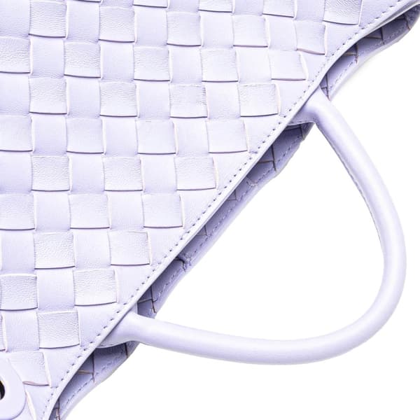 Pre-owned Bottega Veneta Lambskin Intrecciato East West Andiamo Top Handle Bag Purple