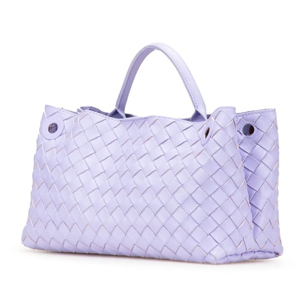 Pre-owned Bottega Veneta Lambskin Intrecciato East West Andiamo Top Handle Bag Purple