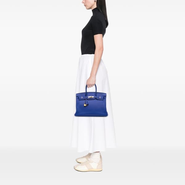 Pre-owned Hermès Togo Birkin Retourne 35 Blue