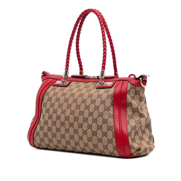 Pre-owned Gucci GG Canvas Bella Satchel Brown