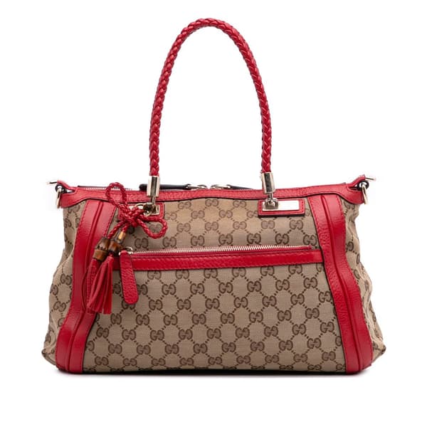 Pre-owned Gucci GG Canvas Bella Satchel Brown