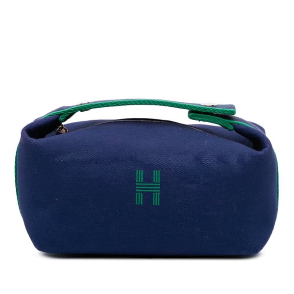 Pre-owned Hermès Small Canvas Bride A Brac Case Blue