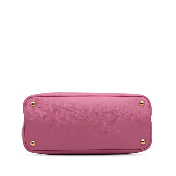 Pre-owned Prada Small Bicolor Saffiano Cuir Double Satchel Pink