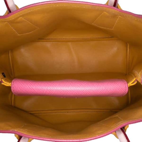Pre-owned Prada Small Bicolor Saffiano Cuir Double Satchel Pink
