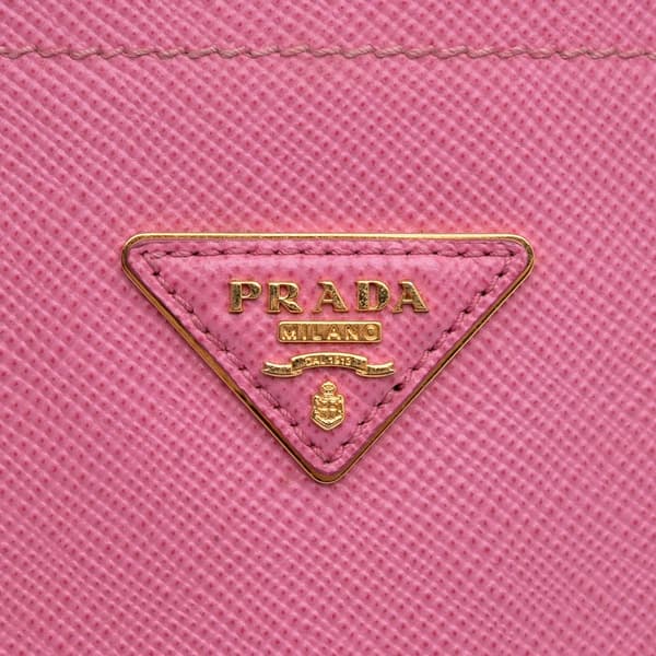 Pre-owned Prada Small Bicolor Saffiano Cuir Double Satchel Pink