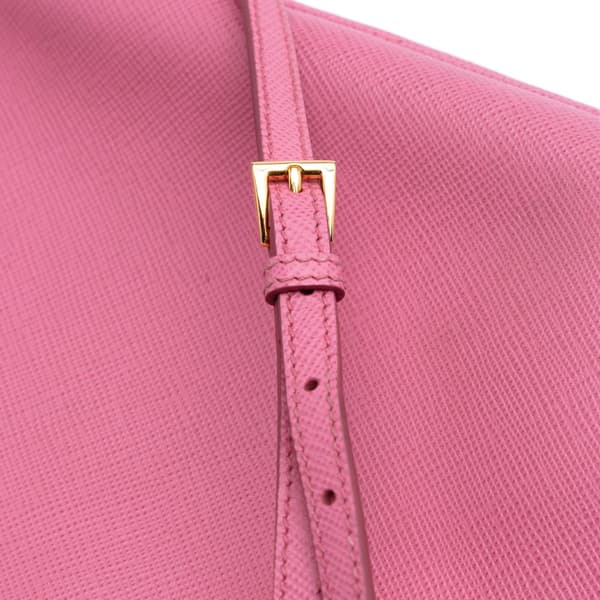 Pre-owned Prada Small Bicolor Saffiano Cuir Double Satchel Pink
