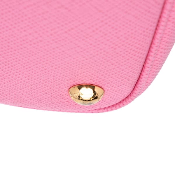 Pre-owned Prada Small Bicolor Saffiano Cuir Double Satchel Pink