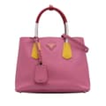 Miniatyrbilde 1 av 10: Pre-owned Prada Small Bicolor Saffiano Cuir Double Satchel Pink