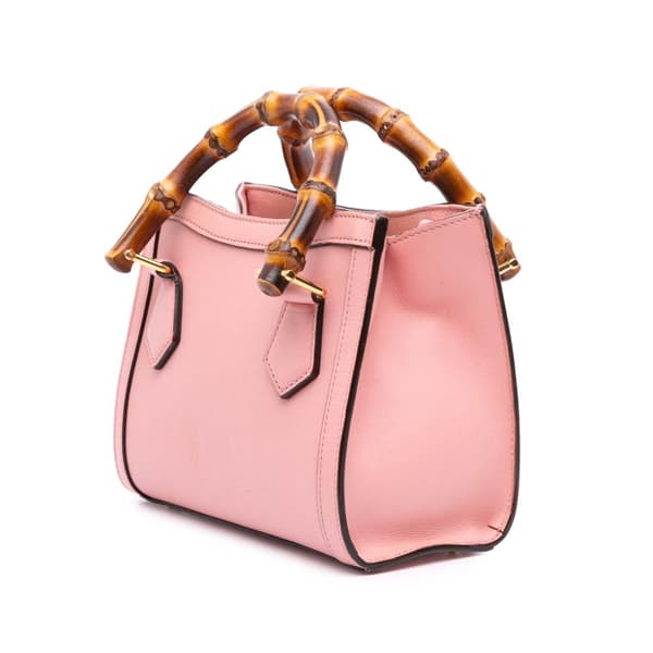 Pre-owned Gucci Mini Calfskin Bamboo Diana Satchel Pink