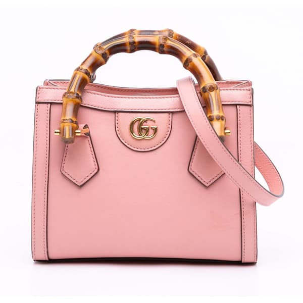 Pre-owned Gucci Mini Calfskin Bamboo Diana Satchel Pink