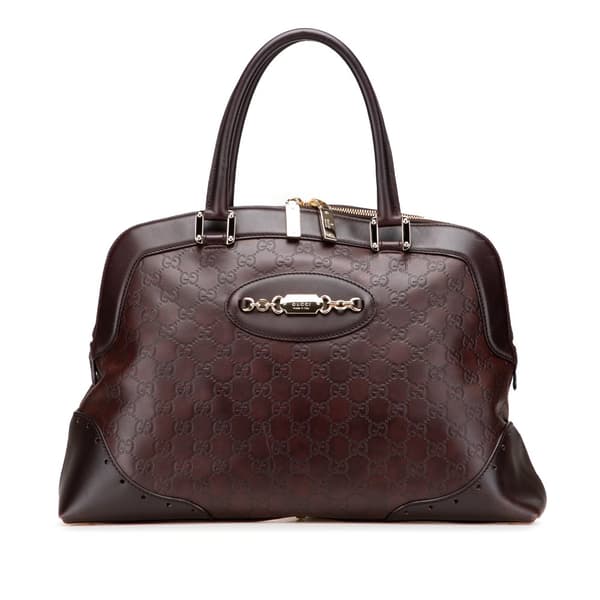Pre-owned Gucci Guccissima Punch Handbag Brown