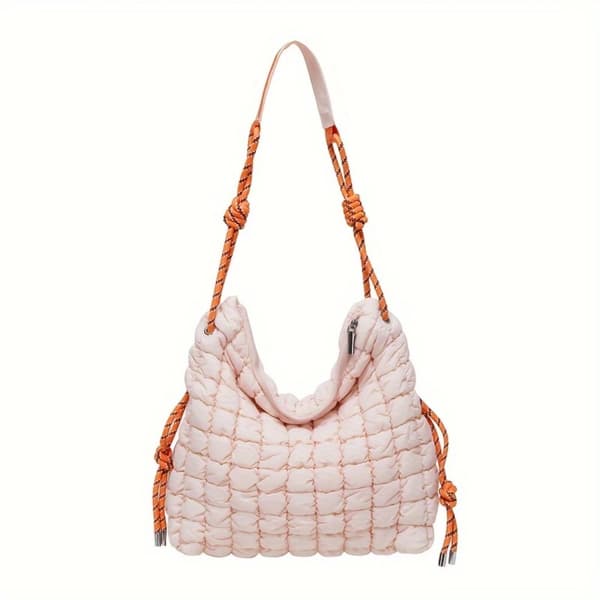Puffet Quilted Skuldertaske, Letvægtsdesign, Trendy Udseende,Lyserød