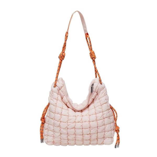 Puffet Quilted Skuldertaske, Letvægtsdesign, Trendy Udseende,Lyserød