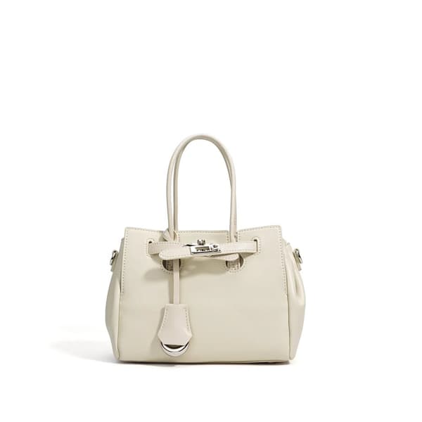 Axelväskor, äkta läder, ekologisk bomull,30CM, Beige-1