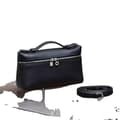 Miniatyrbild 1 av 2: Crossbody-väska, äkta läder, justerbar rem,Svart & Silver