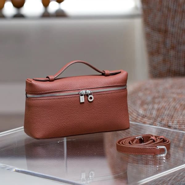 Crossbody-väska, äkta läder, justerbar rem,Röd & Silver