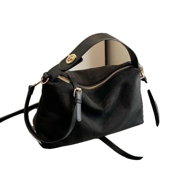 Casual Tote, Fuskmocka Material, Modernt Design,Svart-B