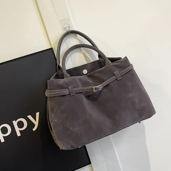 Casual Tote, Fuskmocka Material, Modernt Design,Grå-A