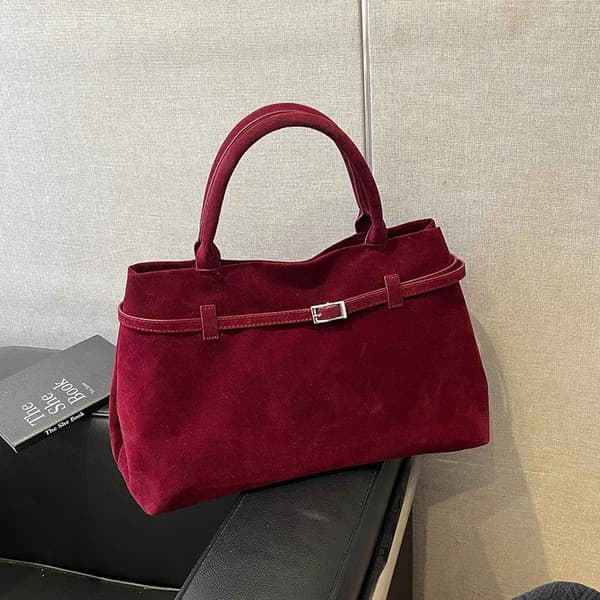 Casual Tote, Fuskmocka Material, Modernt Design,Röd-A