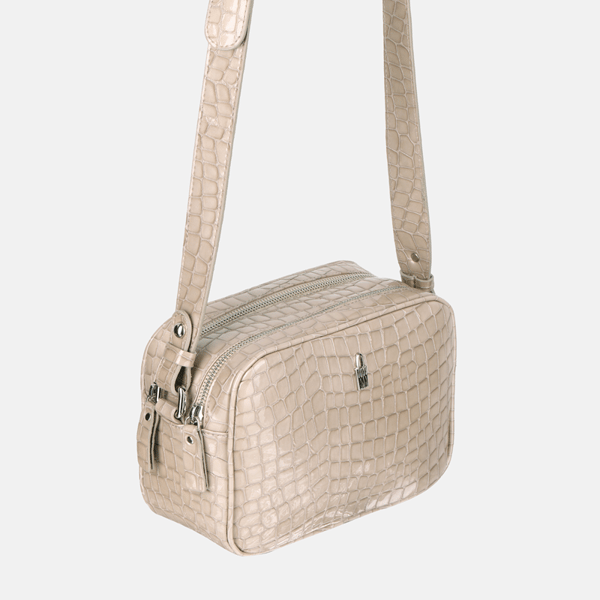 CORA - Beige messengertaske i krokodilleskind