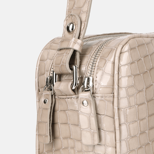 CORA - Beige messengertaske i krokodilleskind