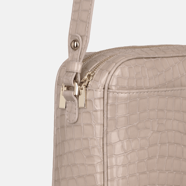 ROSA - Beige axelväska i lackskinn