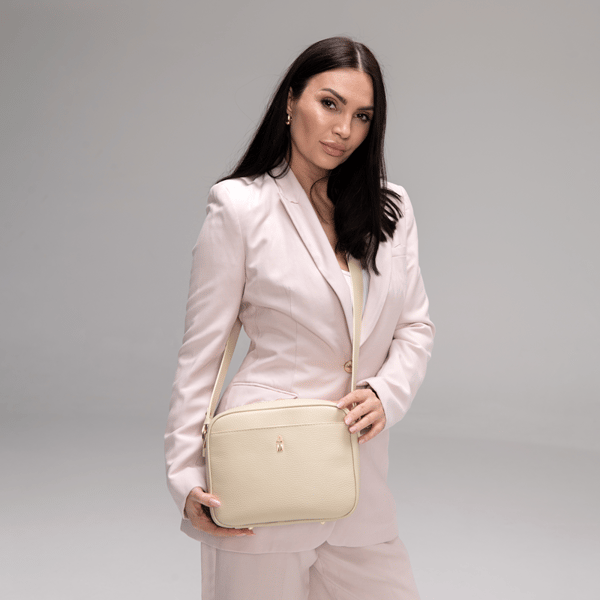 ROSA - Beige læder messenger taske