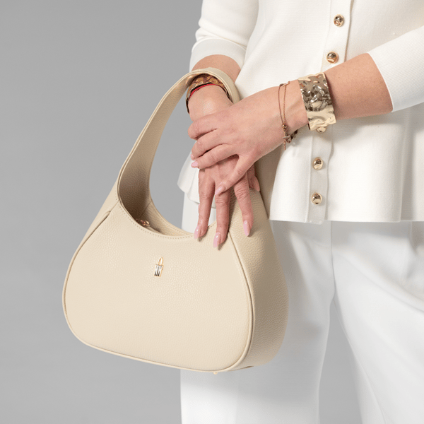 ROXY - Beige läderhandväska