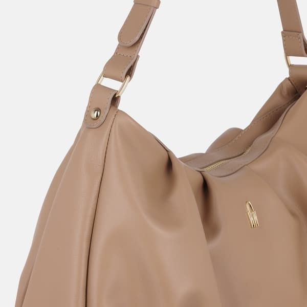 SELENA - Beige läderhandväska