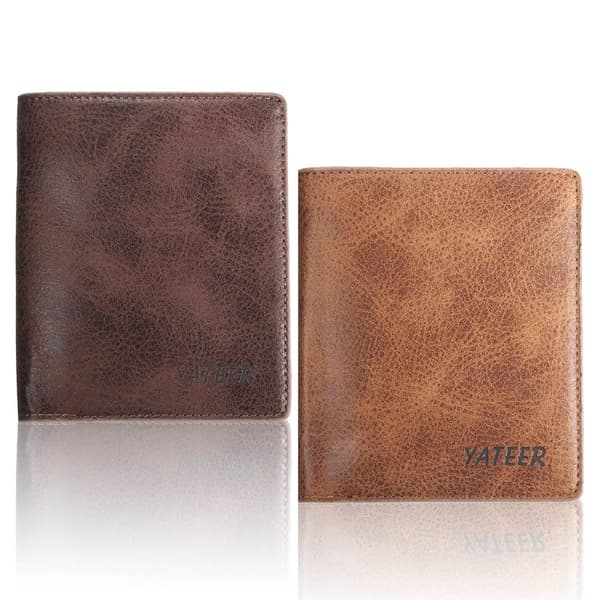 Slim mäns läder Bifold Vintage plånbok Mynt Kreditkort Kontant Pengar Handväska Gåvor
