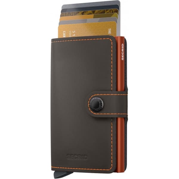 Secrid Miniwallet Matte plånbok, tryffel/orange