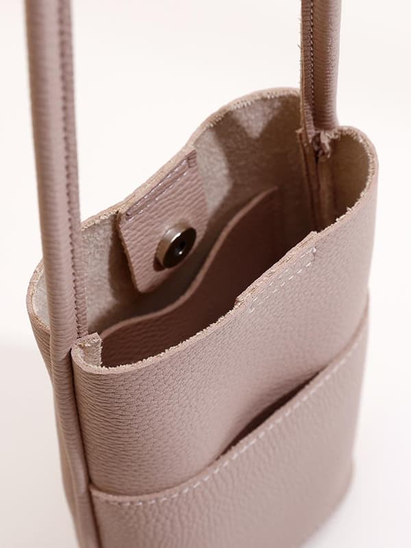 Kvinders beskyttende etui, læder telefon taske, lille crossbody taske - pink/brun/sort