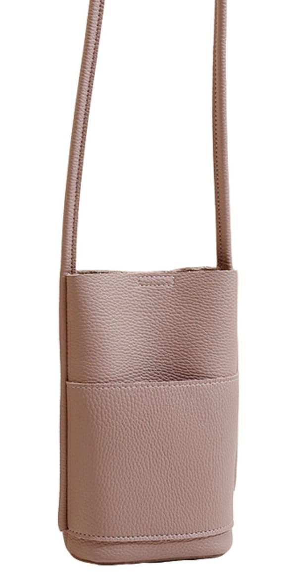 Kvinders beskyttende etui, læder telefon taske, lille crossbody taske - pink/brun/sort